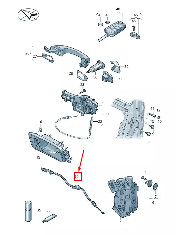 NEW VW TOURAN 5T FRONT LEFT DOOR HANDLE BOWDEN CABLE 5TA972295A