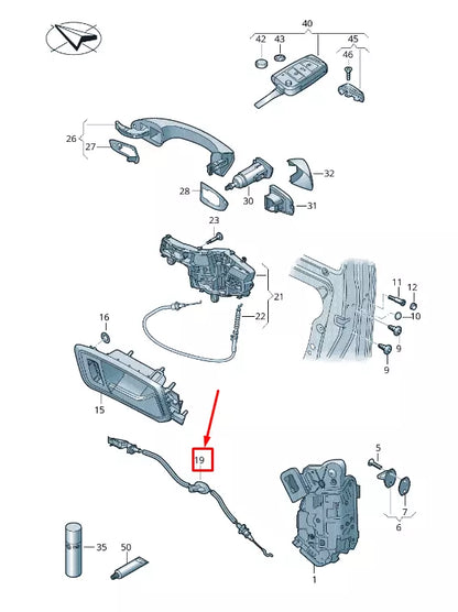NEW VW TOURAN 5T FRONT LEFT DOOR HANDLE BOWDEN CABLE 5TA972295A