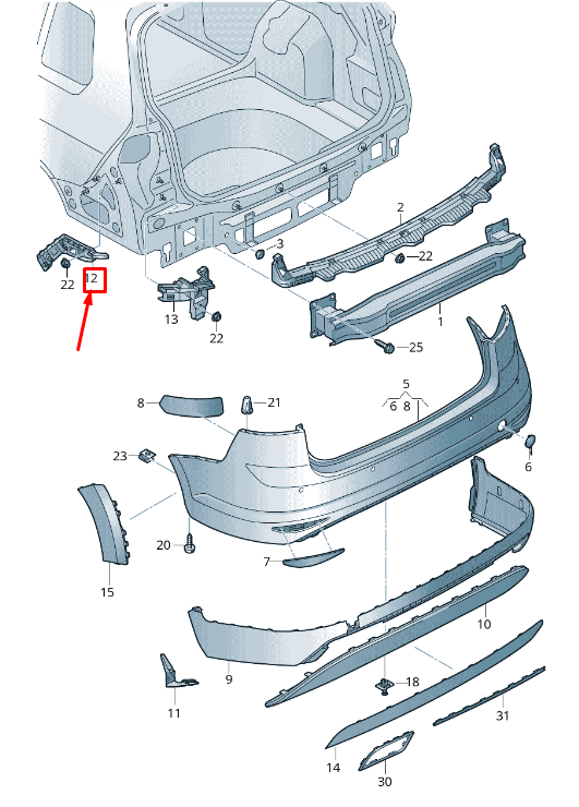 new vw golf vii 5g mk7 rear left bumper guide profile 5gm807375 original