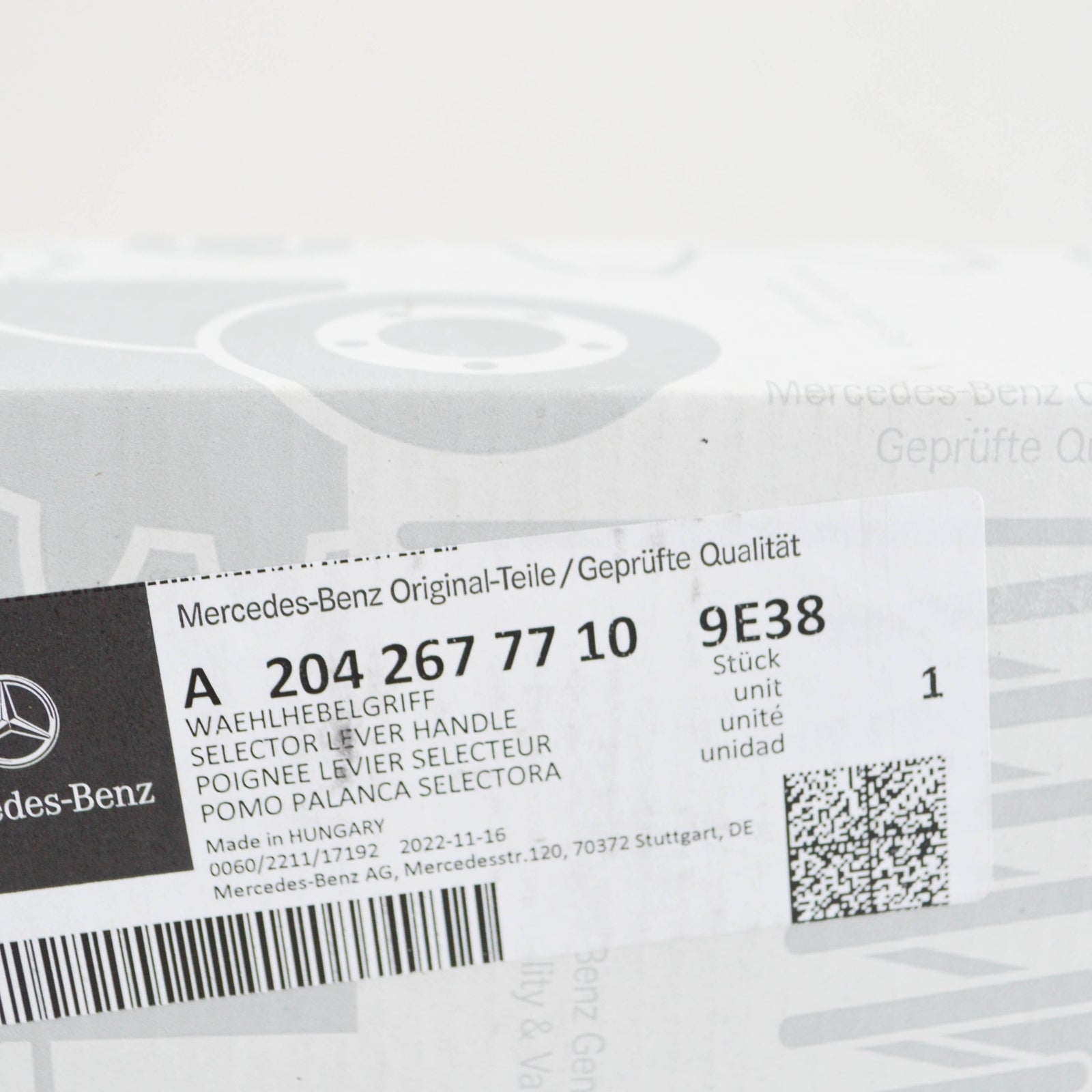 NEW MERCEDES-BENZ C W204 SELECTOR LEVER HANDLE A20426777109E38 ORIGINAL