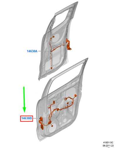 new ford ranger t6 mk1 rear left door wiring ab39-14241-dh 1873625 original