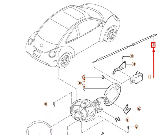 NEW VOLKSWAGEN BEETLE 9C FUEL DOOR RELEASE CABLE 1C0810899H