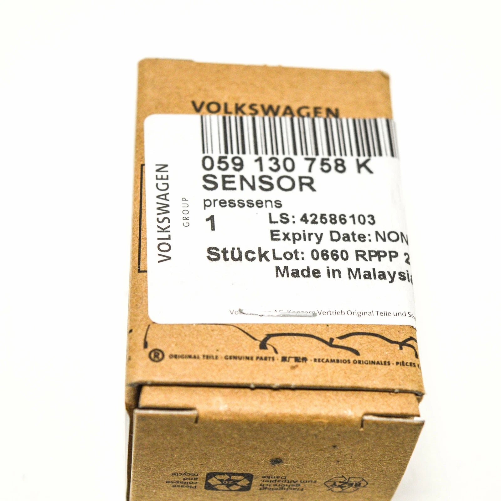 NEW AUDI Q7 4L FUEL RAIL PRESSURE SENSOR 059130758K 2015 ORIGINAL