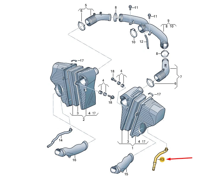 NEW VW TOUAREG 7P MK2 LEFT WATER DRAINAGE HOSE 7P0128653A