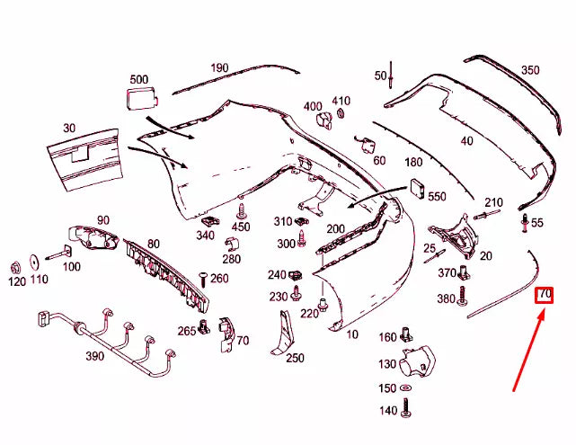 NEW MERCEDES-BENZ E C207 REAR BUMPER LEFT ORNAMENTAL TRIM A2078800182