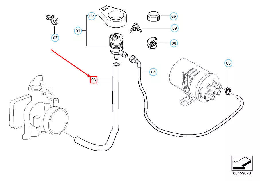 NEW BMW 3 E46 FUEL TANK BREATHER LINE 13907557924 7557924 ORIGINAL