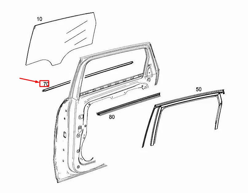 NEW MERCEDES-BENZ B W246 REAR RIGHT DOOR WINDOW TRIM STRIP A2467350482 ORIGINAL