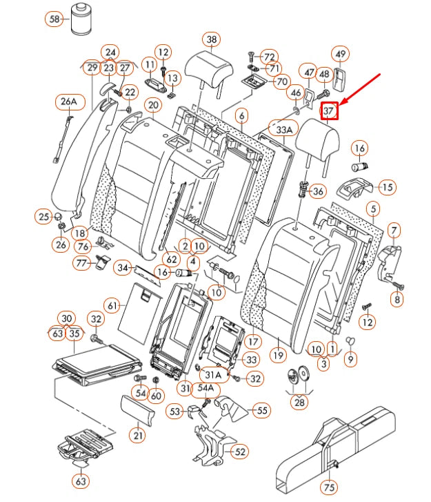 NEW VOLKSWAGEN GOLF MK6 REAR HEAD RESTRAINT WITH COVER 5K0885901L83V ORIGINAL