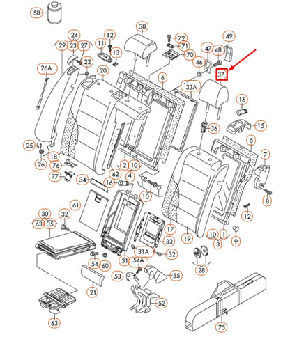 NEW VOLKSWAGEN GOLF MK6 REAR HEAD RESTRAINT WITH COVER 5K0885901L83V ORIGINAL