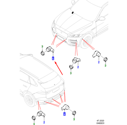new jaguar f-pace x761 front parking inner sensor t2r51626 original