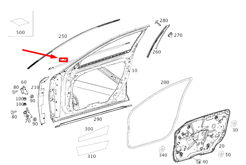 new mercedes-benz s w222 front left door window trim strip a2226900580 original