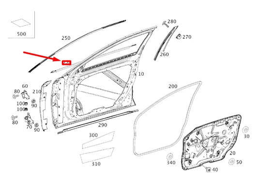 new mercedes-benz s w222 front left door window trim strip a2226900580 original