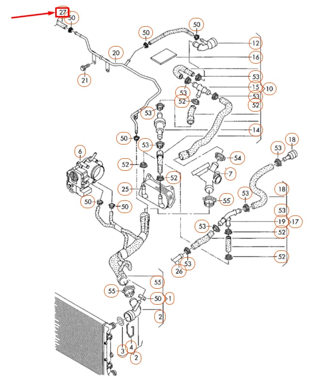 NEW VOLKSWAGEN BEETLE A5 COOLANT RESERVOIR HOSE 1K0122447AG ORIGINAL