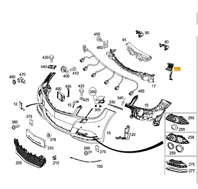 NEW MB C W204 AMG FRONT BUMPER LEFT SIDE BRACKET A2048851016 ORIGINAL