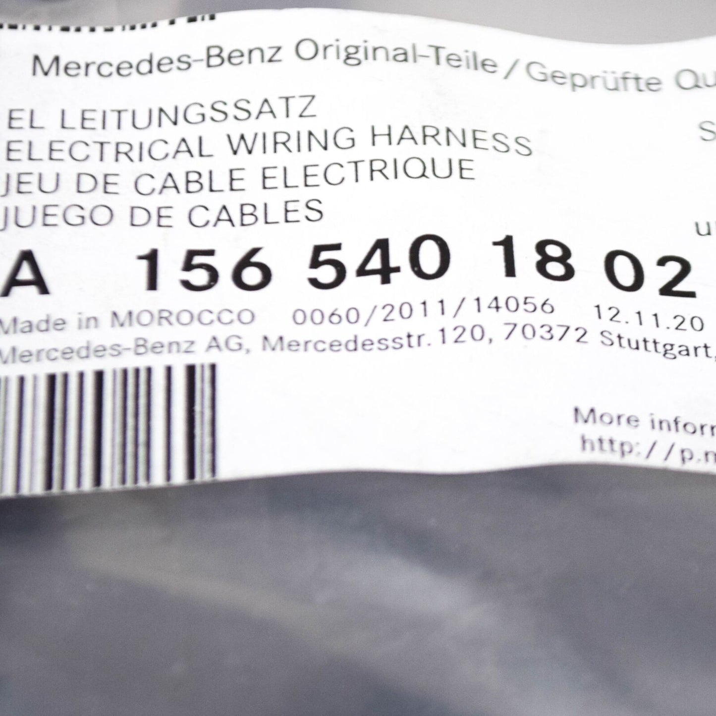 NEW MB GLA X156 REAR BUMPER PARKTRONIC SYSTEM WIRING HARNESS A1565401802