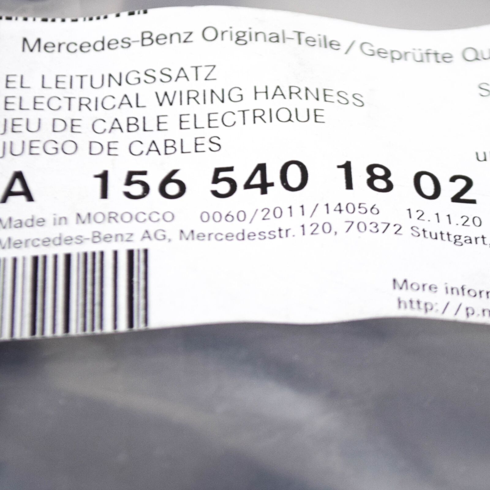 NEW MB GLA X156 REAR BUMPER PARKTRONIC SYSTEM WIRING HARNESS A1565401802