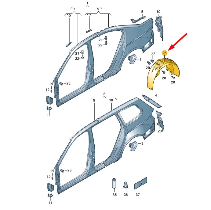 NEW VOLKSWAGEN PASSAT B8 REAR LEFT WHEEL HOUSING LINER 3G0810971G