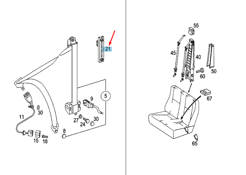 NEW MERCEDES-BENZ SPRINTER W903 FRONT SEAT BELT ADJUSTMENT A9018600088 ORIGINAL