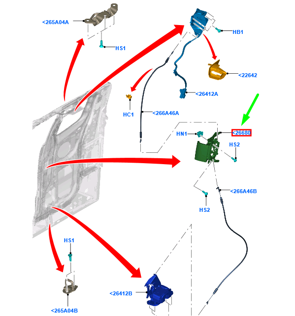 new ford ranger t6 mk1 right rear door pull handle 1743542 original