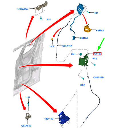 new ford ranger t6 mk1 right rear door pull handle 1743542 original