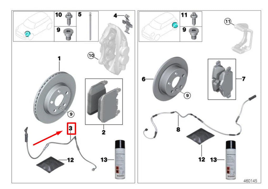 NEW BMW X6 G06 FRONT BRAKE PAD WEAR SENSOR 6870353 34356870353 ORIGINAL