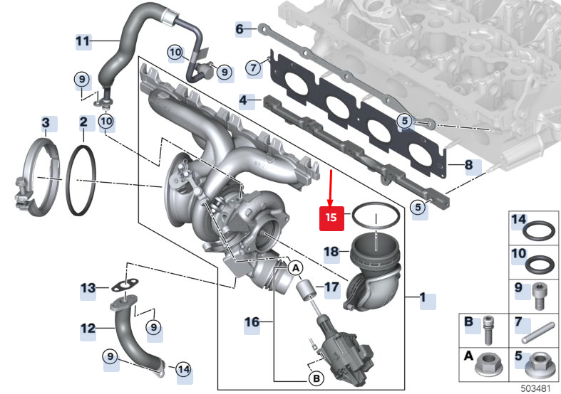 new bmw x2 f39 turbocharger inlet pipe seal 11658638382 8638382 original