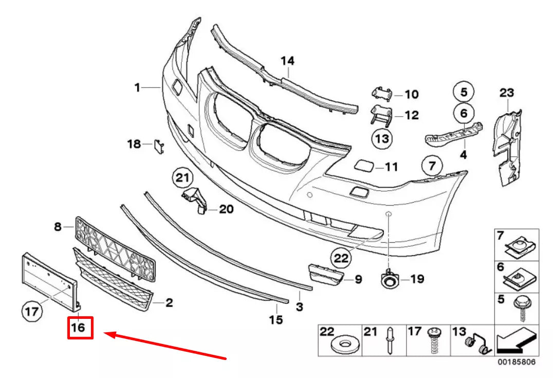 NEW BMW 5 E60 FRONT BUMPER LICENSE PLATE BASE 7193522 51117193522 ORIGINAL