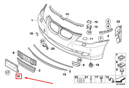 NEW BMW 5 E60 FRONT BUMPER LICENSE PLATE BASE 7193522 51117193522 ORIGINAL