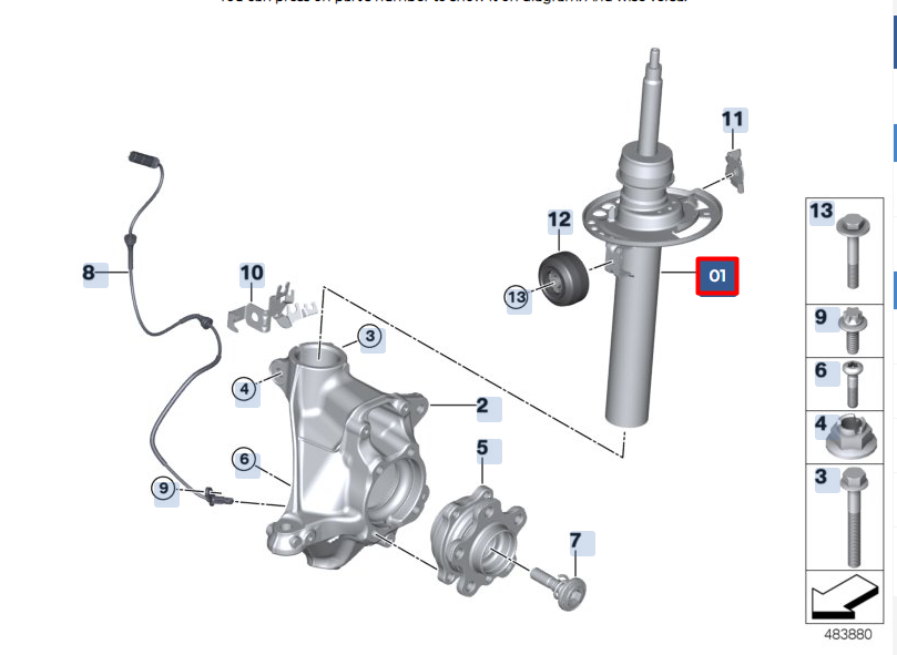 new bmw x4 g02 front right shock absorber 31316895498 original