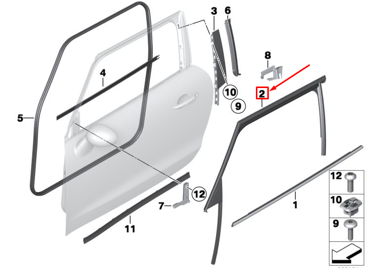 new mini paceman r61 front left door window guide 51339808767 9808767 original