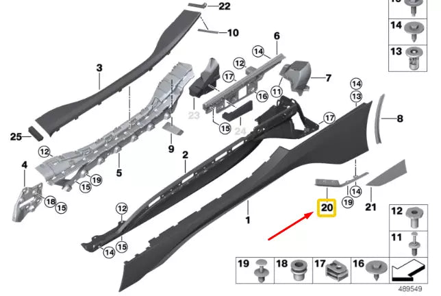 NEW BMW I8 I12 COVER DOOR SILL LEFT EDGE PROTECTION 51777399639 7399639 ORIGINAL