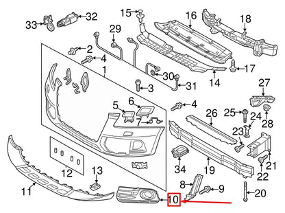 NEW AUDI Q5 8R FRONT RIGHT FOG LIGHT GRILLE 8R0807682TBMT ORIGINAL
