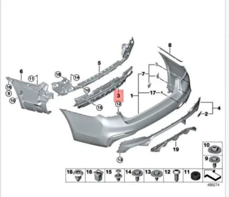 NEW BMW M5 F90 REAR BUMPER M EXHAUST SUPPORT 51128065846 8065846 ORIGINAL