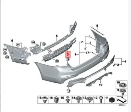 NEW BMW M5 F90 REAR BUMPER M EXHAUST SUPPORT 51128065846 8065846 ORIGINAL