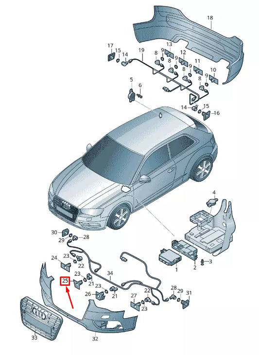 NEW AUDI A3 8V FRONT RIGHT BUMPER PDC SENSOR BRACKET 8V39192683FZ ORIGINAL