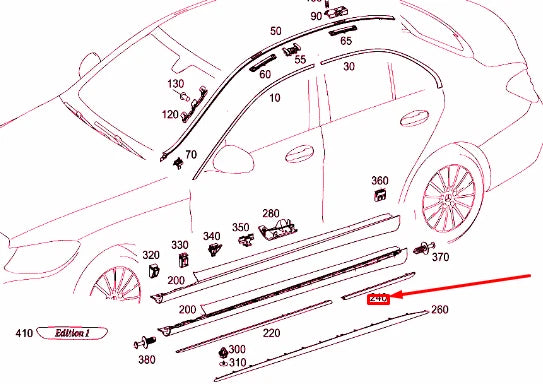 NEW MERCEDES-BENZ C-CLASS W205 REAR LEFT DOOR MOLDING A2056906302