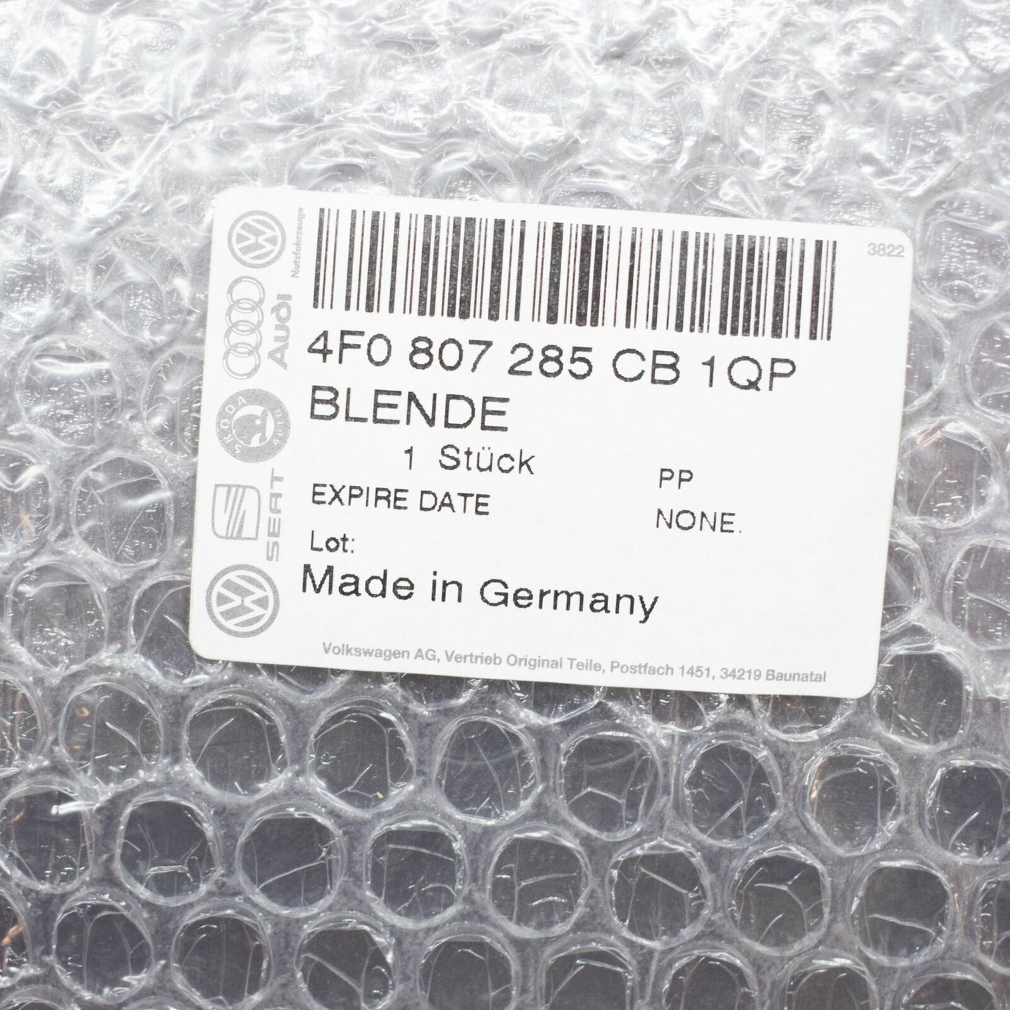 NEW AUDI A6 C6 FRONT LICENCE PLATE TRIM 4F0807285CB1QP ORIGINAL