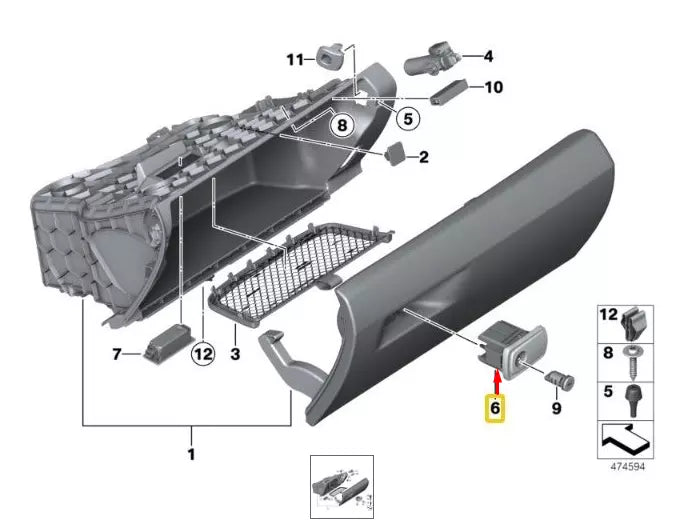 NEW BMW 3 F30 DASH GLOVE COMPARTMENT BOX HANDLE 51169232976 9232976 ORIGINAL