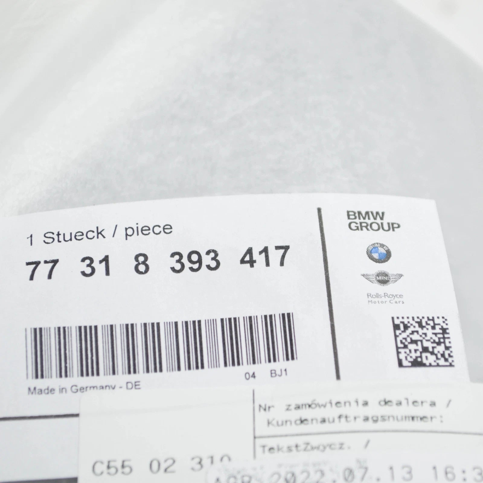 NEW BMW K61 K 1600 BAGGER LEFT COVER FRAME UPPER SECTION 77318393417 ORIGINAL