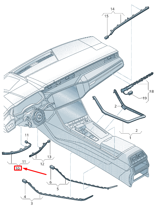 NEW AUDI Q7 4M RIGHT INSTRUMENT PANEL LIGHT BAR RHD 4M8947197A ORIGINAL
