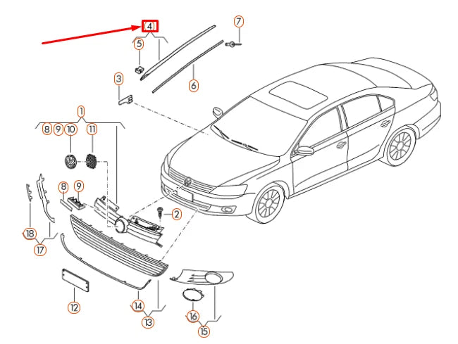 NEW VW JETTA A6 MK6 WINDSHIELD LEFT WATER DEFLECTOR STRIP 5C6854327C5AP ORIGINAL