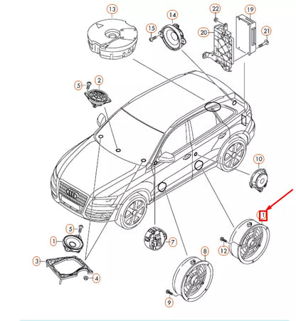 NEW AUDI Q5 8R REAR DOOR MID-RANGE BASS SPEAKER 8R0035411A