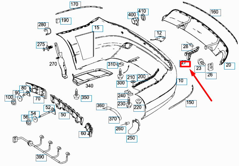 NEW MERCEDES-BENZ C W204 AMG REAR LEFT BUMPER BOTTOM BRACKET A2048852314