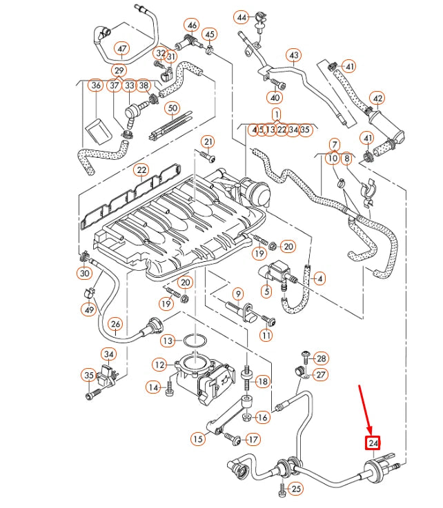 NEW AUDI A4 B8 VACUUM SYSTEM PURGE VALVE AND HOSE 06H133781CK ORIGINAL