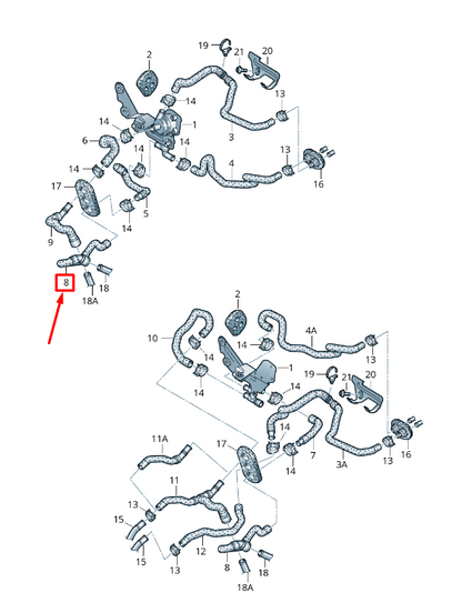 new audi a8 4h engine coolant feed hose 4h1819372k original