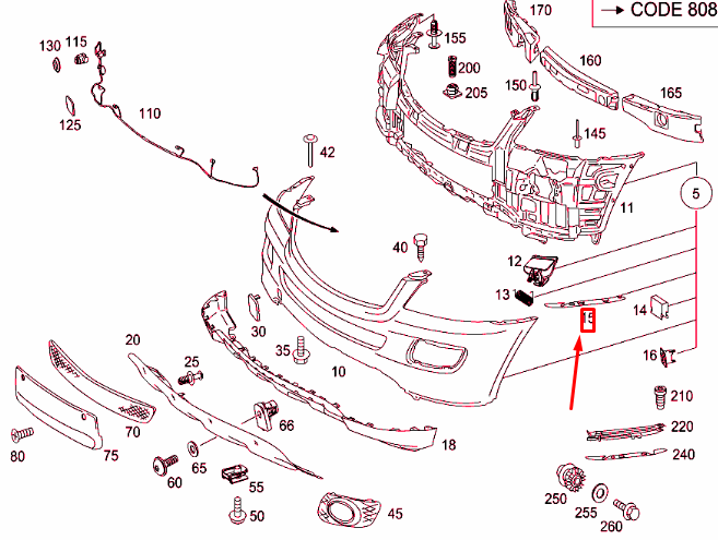 new mb ml w164 front bumper left bracket intermediate layer a1648890195 original