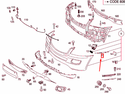 new mb ml w164 front bumper left bracket intermediate layer a1648890195 original