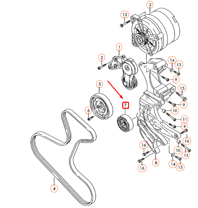NEW AUDI Q7 4L BELT IDLER PULLEY WITH BOLT 022145276A ORIGINAL
