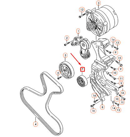 NEW AUDI Q7 4L BELT IDLER PULLEY WITH BOLT 022145276A ORIGINAL