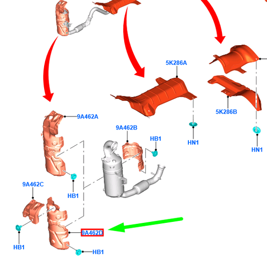 new ford ecosport mk2 catalyst converter front heat shield 1822156 original